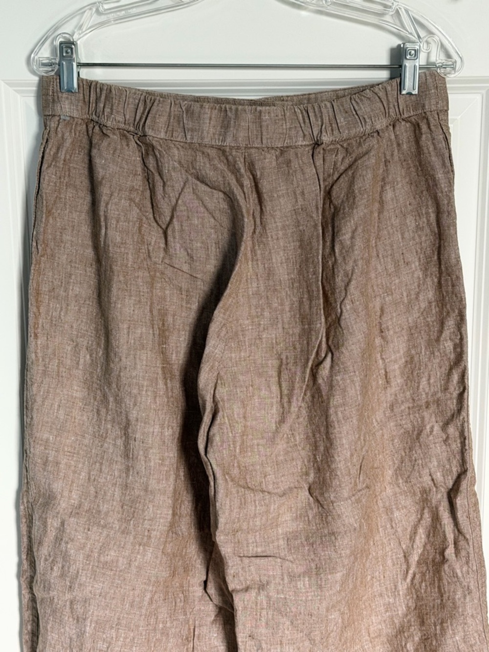 J. Jill Women's Taupe Linen Elastic Waist Wide-Leg Pants Size Large 54822 - Picture 6 of 10